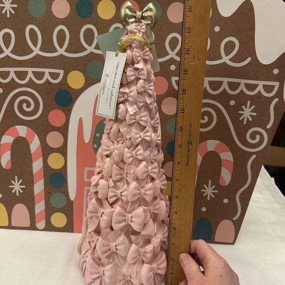 TIKTOK VIRAL Pink Bow Christmas Tree Gold Bow Topper Cupcakes & Cashmere 16” - Picture 2 of 9